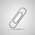A 3D rendering of a silver paperclip on a light gray background. The paperclip features a Royalty Free Stock Photo