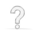 3D Rendering of a Silver Question Mark Icon Symbol on White Background Royalty Free Stock Photo