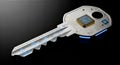 3d rendering silver smart key microchip circuit board pattern isolated black background digital security encryption concept access Royalty Free Stock Photo