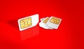 3D rendering of sim card for mobile phones Royalty Free Stock Photo