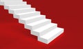 3d rendering. simple minimal design white stairs on red room background. Royalty Free Stock Photo