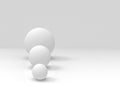 3d rendering. simple white small to big sphere ball object on gray background. growing up or evolution concept. Royalty Free Stock Photo