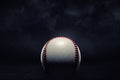 3d rendering of a single baseball ball in a close view under a spotlight on a dark background. Royalty Free Stock Photo