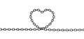 3d rendering of a single chain making a heart shape on a white background.