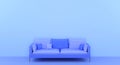 3D rendering single isolated blue couch and copy space for web page
