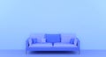 3D rendering single isolated blue couch and copy space for web page