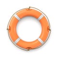 3d rendering of a single isolated orange life buoy isolated on white background.