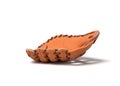 3d rendering of a single orange baseball mitt lying on a white background.