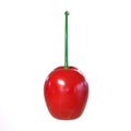 3D rendering of a single red cherry with a stem isolated on a white background Royalty Free Stock Photo