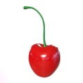 3D rendering of a single red cherry with a stem isolated on a white background Royalty Free Stock Photo