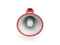 3d rendering of a single red and white megaphone in side view on white background. Royalty Free Stock Photo