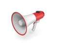 3d rendering of a single red and white megaphone in side view on white background. Royalty Free Stock Photo