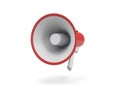 3d rendering of a single red and white megaphone in side view on white background. Royalty Free Stock Photo