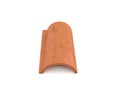 3d rendering of a single terracotta barrel roof tile lying in front view isolated on white background. Royalty Free Stock Photo