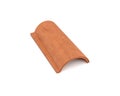 3d rendering of a single terracotta barrel roof tile lying in front view on white background. Royalty Free Stock Photo