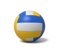 3d rendering of a single three-colored volleyball ball with a shadow lying on a white background.