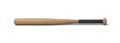 3d rendering of a single wooden baseball bat with a wrapped handle isolated on a white background.