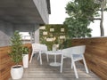 3d rendering sitting terrace chair near nature