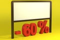 3d rendering of Sixty Percent, yellow background and blank announcement