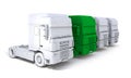 3d rendering of skecth semi-trailer truck concept with one green