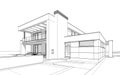 3d rendering sketch of modern cozy house.