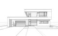 3d rendering sketch of modern cozy house.