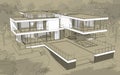 3d rendering sketch of modern house