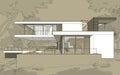 3d rendering sketch of modern house