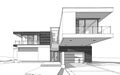 3d rendering sketch of modern house