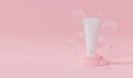 3d rendering of skin care beauty cosmetic product stand on pink background. Blank branding mockup for sale banner, Showcase