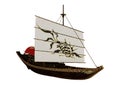 3D Rendering Small Chinese Boat on White