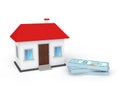 3d small house and bundles of money Royalty Free Stock Photo