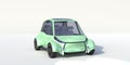 3D rendering. Small light green electric car