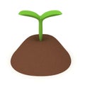 3D Rendering of small plant seedling growing in soil Royalty Free Stock Photo