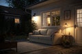 Small room with sofa 3D rendering at night Royalty Free Stock Photo