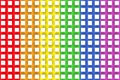3d rendering. small white cube boxes on LGBT rainbow color design wall background.