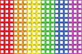 3d rendering. small white cube boxes on LGBT rainbow color design wall background.