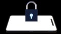 3d rendering of a smartphone and A black padlock Royalty Free Stock Photo