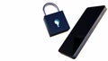 3d rendering of a smartphone and A black padlock Royalty Free Stock Photo