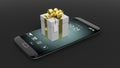 3D rendering of smartphone with giftbox