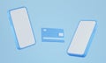 3D Rendering smartphone mock up and credit card for empty space