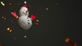 3D Rendering of Snow man of christmas Represents a happy day. clip art isolated on dark and golden ribbon background. Christmas