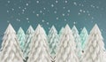 3D rendering snow pine forest and snowfall in the winter season