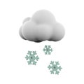 3d rendering snowfall icon. 3d render snow with cloud icon. Snowfall