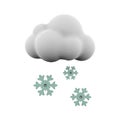 3d rendering snowfall icon. 3d render snow with cloud icon. Snowfall
