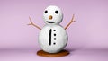 3D Rendering of Snowman on the podium Symbol of christmas Represents a happy day. clip art isolated on pink background