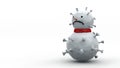 3d rendering of a snowman, a snow woman with tentacles like a coronavirus. the idea of spoiled winter holidays, the covid-19 Royalty Free Stock Photo