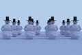 3D rendering of 12 snowmen