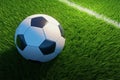 3D rendering Soccer ball basic pattern on vibrant green field Royalty Free Stock Photo