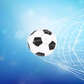 3D Rendering Soccer Ball Going Into Net Goal Side View, PNG File Add